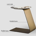 End Table Creative End Table Slate Carbon Steel Coffee Table Unique Side Table Sofa Bedroom Living Room Tray Table Modern Bedside Table Space-Saving, Black