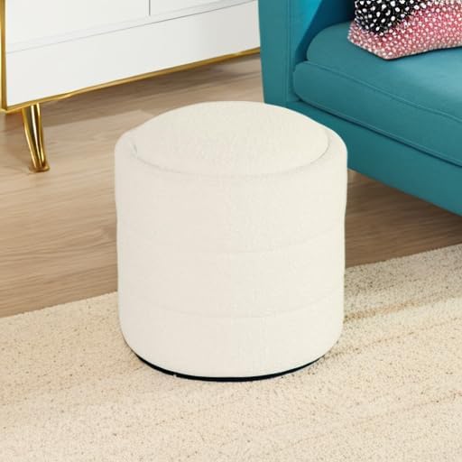 HomePop 18" Storage Round Ottoman - Cream Boucle