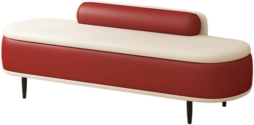Modern Bedroom Bedside Bench Light Luxury Shoe Entrance Long Entry Cloakroom Sofa Entryway(Red,Large)