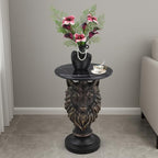 Luxury Wolf Head Accent Table with Faux Marble Top, Animal Sculpture End Table, Resin Decorative Side Table for Living Room, Bedroom, Office, Statement Furniture Piece, Modern Home Décor