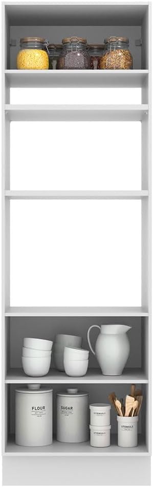 Madesa Hazel 2 Door Pantry Kitchen Storage Cabinet with Horizontal Door and 3 Shelves 89 Inch Wooden Organization Unit - White