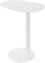 C Shaped Side Table for Couch, 25” Iron End Table Slides Under Sofa, Modern White Metal Snack Table with 20” x 14” Top, Small Space Living Room Bedroom Bedside Laptop Table