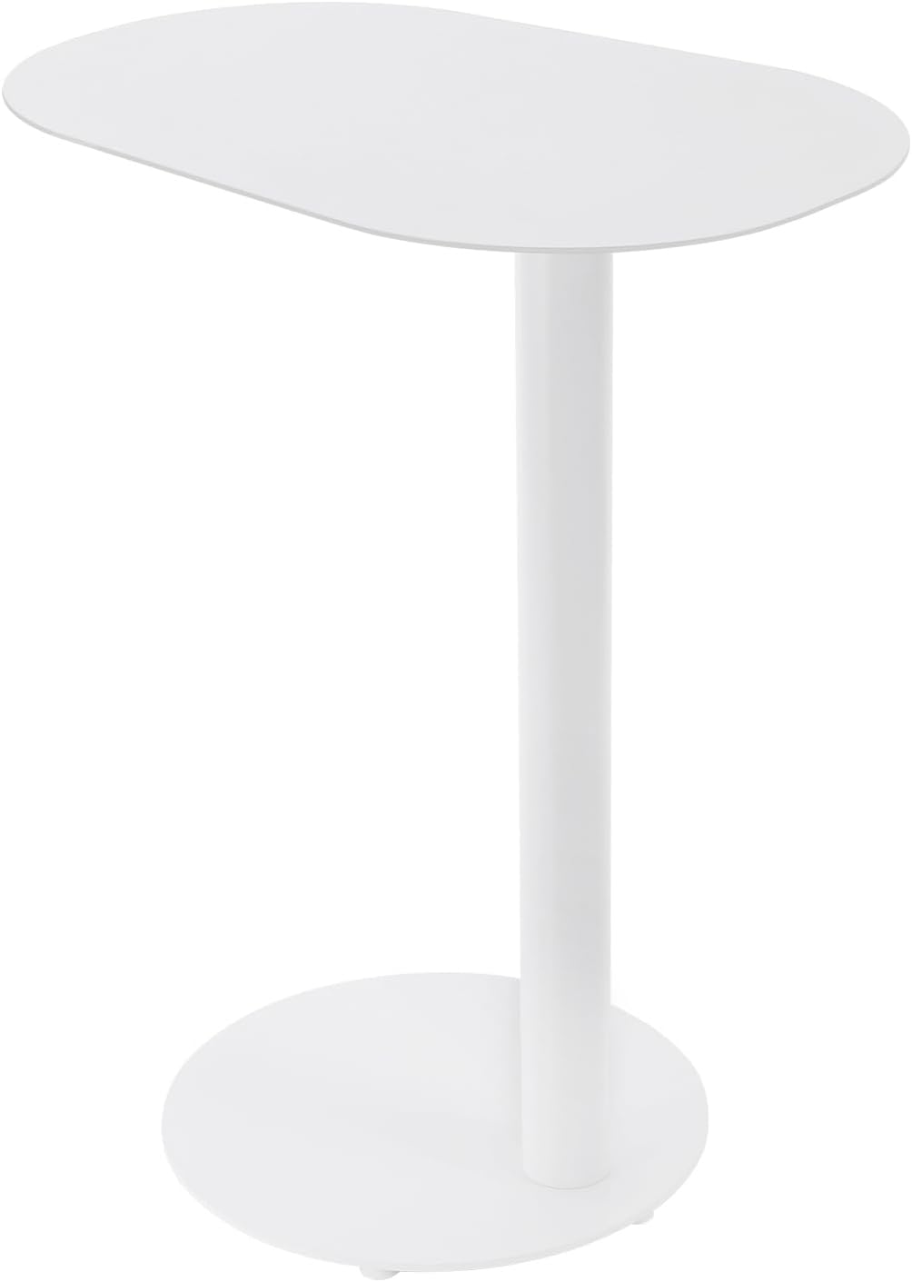 C Shaped Side Table for Couch, 25” Iron End Table Slides Under Sofa, Modern White Metal Snack Table with 20” x 14” Top, Small Space Living Room Bedroom Bedside Laptop Table