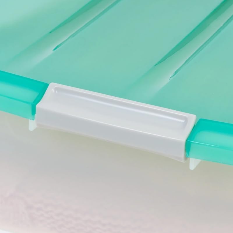 Under Bed Storage Bin Containers with Lid 56 Quart – 32.5"x17.8"x6.5"-Clear Plastic Storage Bins with Latch Lid for Blankets, Shoes, Baby Clothes, Wrapping Paper, Bedding