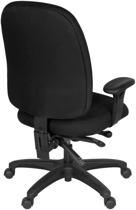 Romig Comfort Series High-Back Multifunctional Fabric Computer Task Chair with Adjustable Arms - Black