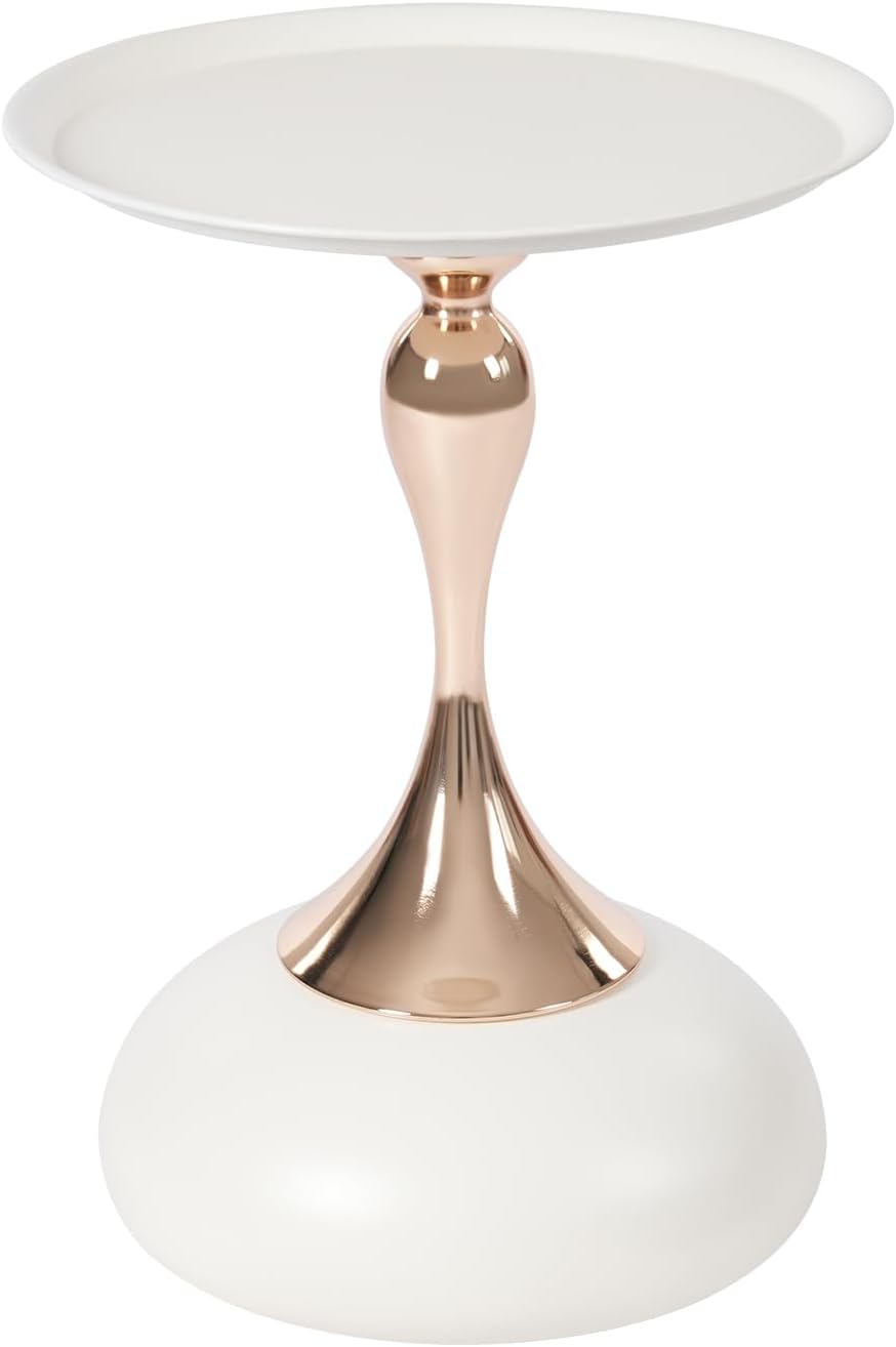 Xuthusman Round Side Table,Metal End Table with Mermaid Pillar Modern Nightstand Small Drink Table Floor Standing End Table for Living Room Bedroom Corners Office