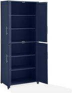 MAKLAINE Modern Traditional MDF Wood Kitchen Storage Pantry, 67" H x 28" W x 15" D, Navy Finish, Shaker-Style Doors, Adjustable Shelving, Modular Design for Home Organization, Linen Cabinet or Coffee