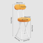 Folding Stool with Backrest, Cushioned Padded Leather Round Portable Foldable Bar Stool Chair for Kitchen(White)