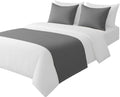 100% Egyptian Cotton Bed Runner Grey Solid Queen Size (88x20) 1 Piece Decorative Bed Scarf for Bedroom Hotel Wedding Room