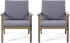 Saiveina Outdoor Acacia Wood Club Chairs with Cushions (Set of 2)