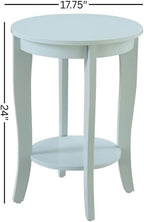 Furnifact Round End Table with Lower Storage Shelf, Modern Accent Side Table for Living Room, Quick Assembly, Light Blue Finish