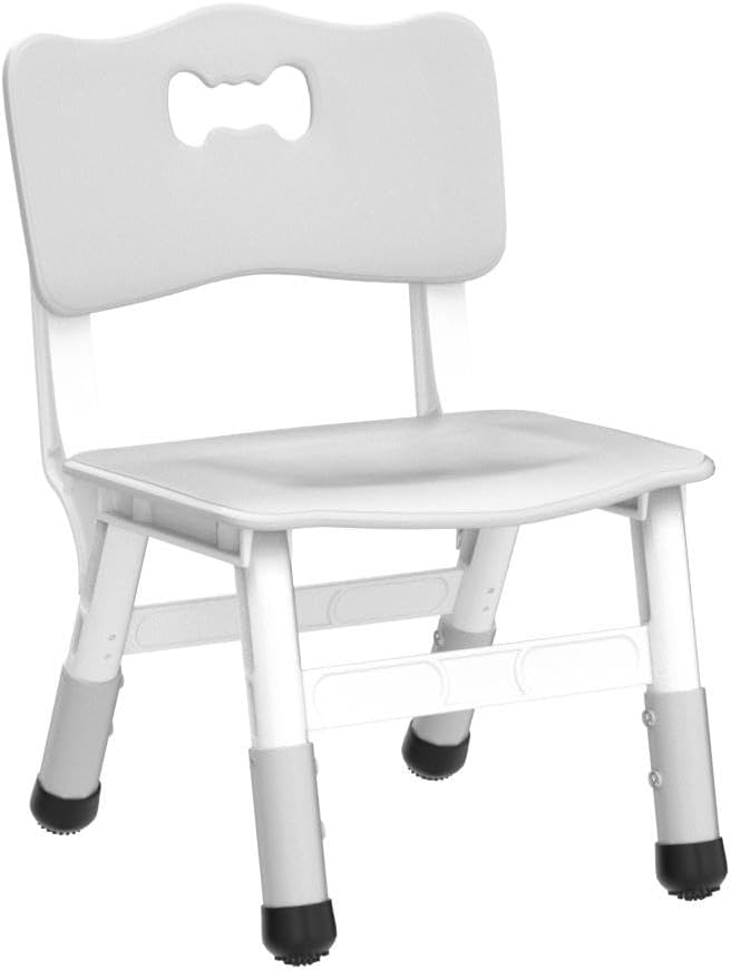 WHY TOYS 4 Piece Kids Chair Set 3 Levels Adjustable Stackable Kids Chairs Ideal for Playrooms, Schools, Daycares and Homes Washable and Easy to Clean Max Weight 220LB(Grey 4Piece Set)