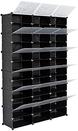 Portable Shoe Rack Organizer, 72-Pair Modular DIY Cube Storage, 10-Tier, Black, 47.25" W x 12" D x 72" H