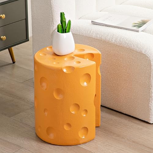 Cheese Shaped Resin Footrest Stool, Creative Cartoon Accent Seat for Bedroom Decor, Lightweight Garden Ottoman Side Table with Anti-Slip Base, Easy Care Home Furniture Accessory