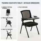 24 Pack Folding Training Chair with Tablet Arm & Cup Holder, Commercial Grade Conference & Meeting Room Chairs with Writing Board, Space Saving Foldable Classroom Chairs for Seminar, School, Church