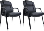 CLATINA Big Tall 500 LBS Wide Guest Chair Heavy Duty, Leather Side Reception Chairs with Padded Armrest No Wheels, Executive Office Desk Chair for Meeting Conference Waiting Room Home, Black 6 Pack