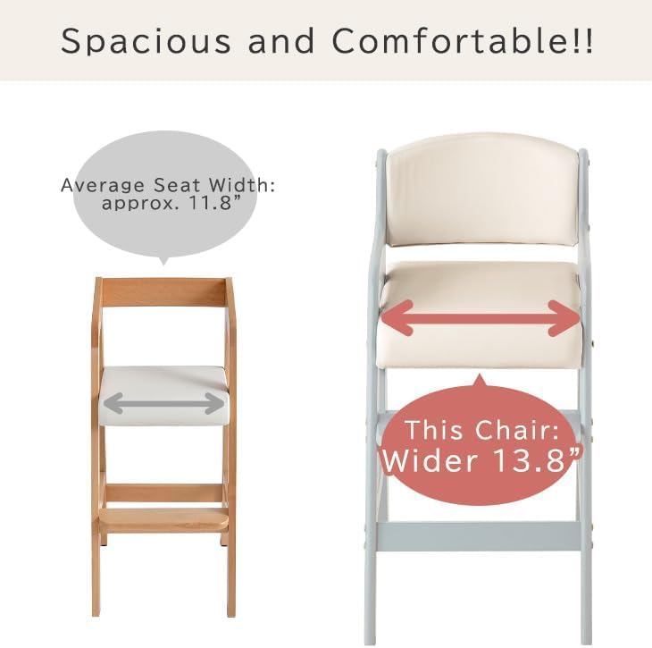 タンスのゲン TANSU NO GEN Japanese Wooden Chair, Height Adjustment for Babies and Toddlers Aged 4-12, up to 99.2 lbs, Designed in Japan, Slide The seat, Brown,4960040102(113286)