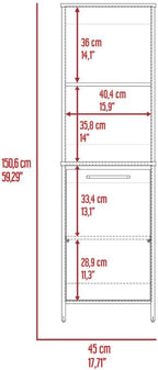 23.6" D*17.71" W*59.29" H Freestanding Storage Cabinet with 2 Shelves, Single Door, Rectangular Kitchen Pantry, Modern Minimalist, for Living Room, Dining Room, White