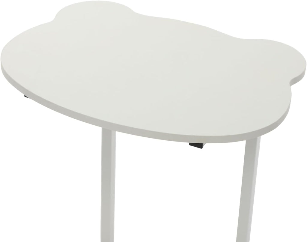 Mobile Side Table with Wheels, 2-Tier Lockable Rolling End Table for Sofa & Bedside, Modern Panda Shape C Table with Storage Shelf, for Living Room, Bedroom (White)
