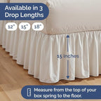 Bedskirt Queen Size Ruffle - 15 inch Drop Dust Ruffle Bed Skirt with Platform - Ultra-Soft, Easy Fit, Premium Hotel Quality - Wrinkle, Fade & Shrink Resistant - for Women, Men, Kids and Teens - White