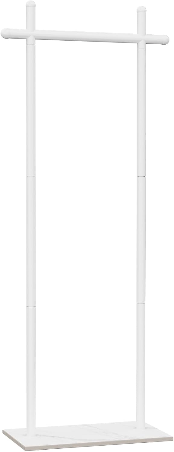 Industrial Clothes Racks,Metal Garment Trees,68.9in,White,Small | Coat Racks Freestanding with Natural Patterned Bottom Plate,Easy to Clean Coat Hangers for Home,Clothing Stands for Office