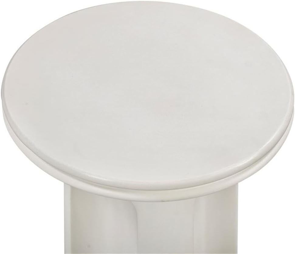 Pemberly Row Contemporary Accent Concrete Side Table, 19.7 x 19.7 x 20.3 in, Fiberglass Reinforced Concrete in Ivory, Weather and Stain-Resistant, Indoor Outdoor Use, Sculptural Arched Design