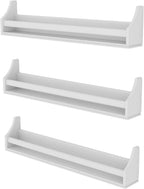 Angel 30 inch Long Floating Shelves for Wall, Nursery Decor Toy Storage Shelf & Kids Bookshelf, Set of 3 White