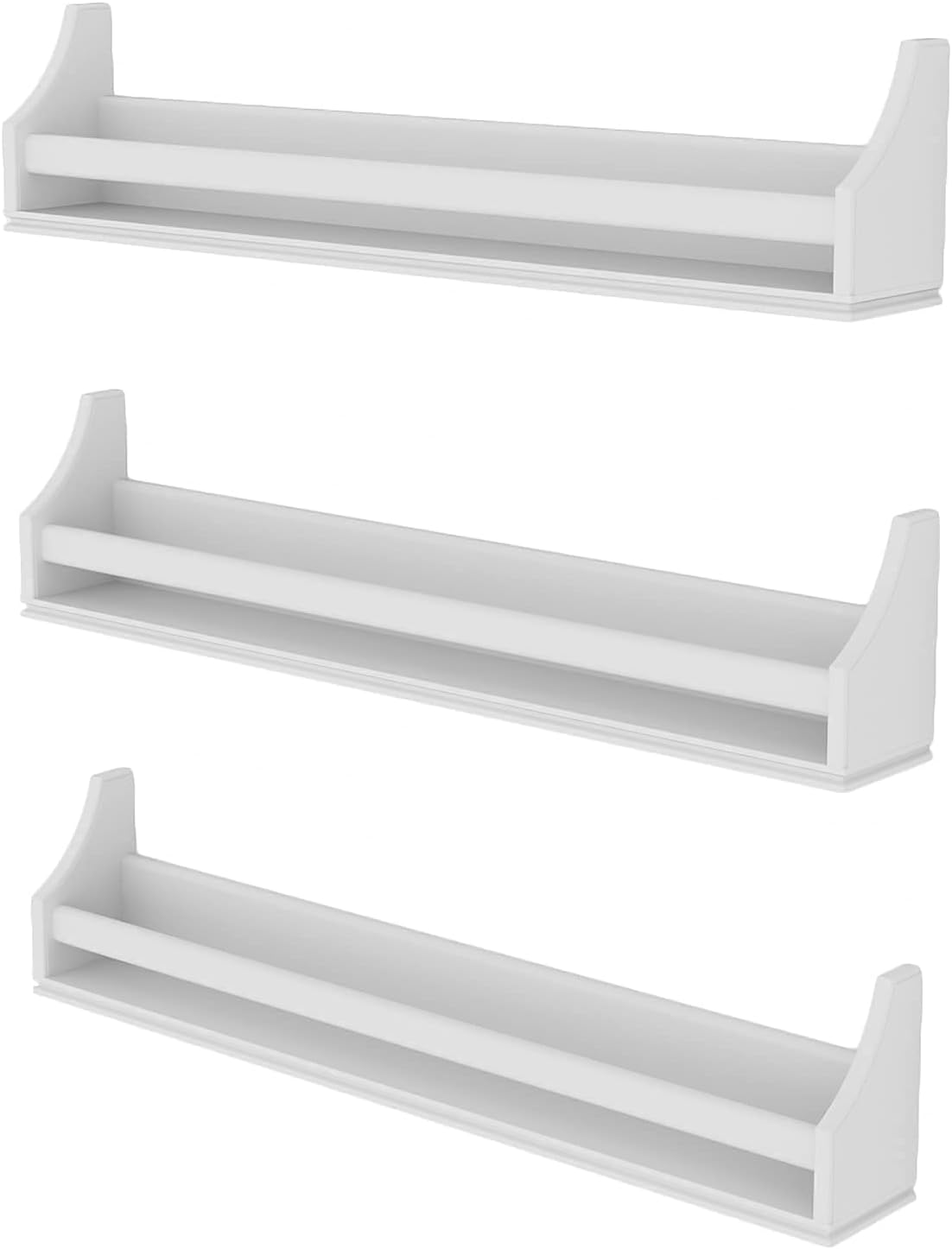 Angel 30 inch Long Floating Shelves for Wall, Nursery Decor Toy Storage Shelf & Kids Bookshelf, Set of 3 White