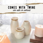 White Vases for Rustic Home Decor - Modern Farmhouse Ceramic Vase Set for Fireplace, Flowers, Living Room - Farmhouse Decorations for The Home, Set of 3