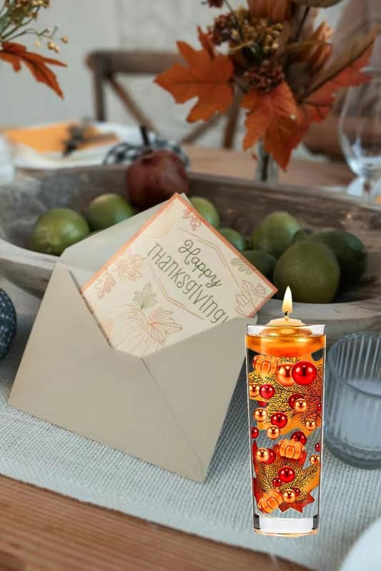 190PCS Thanksgiving Vases Fillers, Orange Red Beads Faux Pumpkin Maple Leaf Table Party Festive Decoration(Pumpkin Maple Leaf Set)