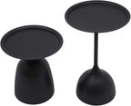 Modern Round Side Table Set of 2, 11 Inch End Table Set, Nesting Round Tables, Round Coffee Table, Minimalist Accent Tables for for The Living Room, Bedroom, Balcony (Matte Black)