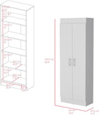 23.6" D*11.9" W*66.8" H Freestanding Kitchen Pantry with 4 Shelves, Double Door, Rectangular Storage Cabinet, Modern Minimalist, for Living Room, Dining Room, White
