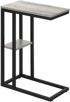 JOSHEN 18" C-Shaped Slide Under Corner End Table, Retro End Table with Stable Load-Bearing Design, Decorative Accent Tables with Secondary Shelf for Living Room, Grey
