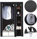 Wardrobe Black Canvas Closet Wardrobe Household Portable Clothes Shoe Storage Organizer Shelf Rack Fabric Bedroom Furnitur Wardrobe Rack (Color : 1PC)