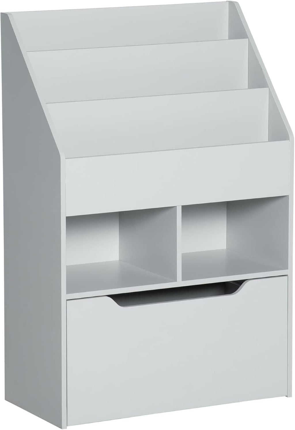 Bookcase Multi Shelf Rack Organizer with Storage Drawer for Books for Bedroom or Playroom, Grey