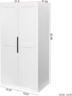 Freestanding Kitchen Pantry Cabinet, 62.99 Tall Kitchen Buffet Cabinet with Storage, 12-Tier Door Shelves, 2-Door for Dining Room, Living Room, White