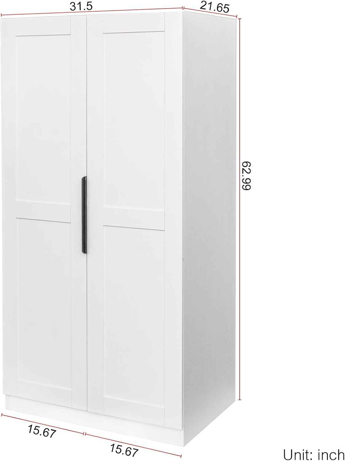 Freestanding Kitchen Pantry Cabinet, 62.99 Tall Kitchen Buffet Cabinet with Storage, 12-Tier Door Shelves, 2-Door for Dining Room, Living Room, White