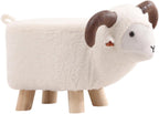 Animal Footstool Teddy Velvet Wood Legs Non-Slip Feet Ottoman Stool for Playroom Living Room Entryway 19.69x8.66x11.02 inch- White