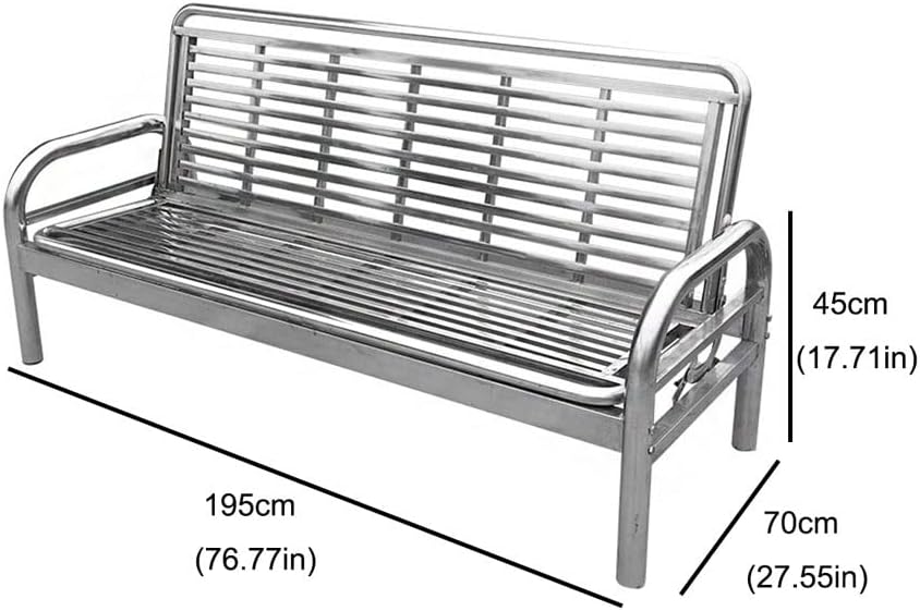 Patio Benches for Outdoors Multifunctional Stainless Steel Sofa Bed Household Folding Dual-Purpose Wrought Iron Leisure Seat Garden Benches for Outdoors
