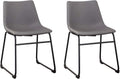 Signature Design by Ashley Centiar Faux Leather Dining Chairs, Set of 2 | Mid century modern bucket seat, Sturdy black metal frame sled base with floor glides, Easy to clean wipeable upholstery