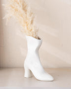 7.9" Ceramic High Heel Boot Vase for Modern Home Decor-White | CERAMIC BOOT VASE: High heel design in white,Trendy accent for coffee tables centerpiece; quirky gift for women.