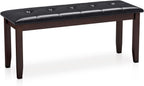 Giantex Dining Room Bench, Traditional Upholstered Table Benches, Hallway PU Leather Bench Entryway Bench, Bedroom Bench for End of Bed, Ottoman Bench (Brown)