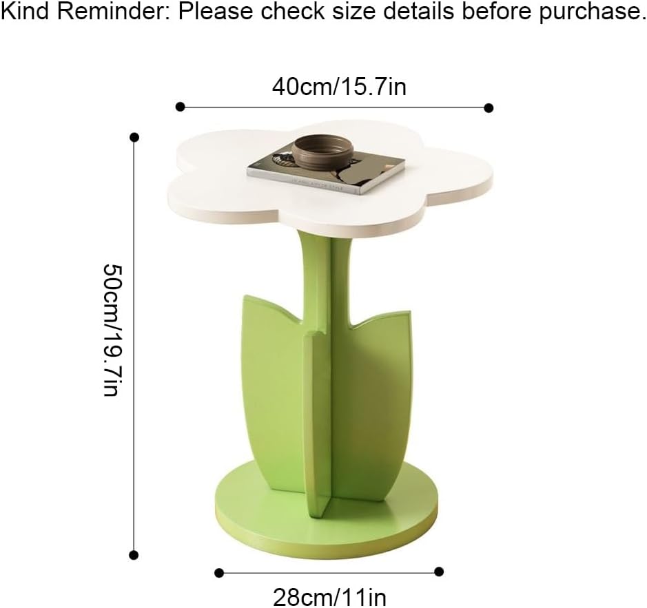Flower-Shaped Side Table, Funky Y2K Nightstand, Cute Coffee Table for Sofa, Colorful Decorative Accent Table for Bedroom, Living Room, Balcony(White)