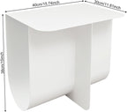 T-Shaped Metal End Table, Modern Side Table Accent Tables for Living Room, Bedroom, Office, No Assembly Required 15.7" W X 11.8" D X 15H (White)
