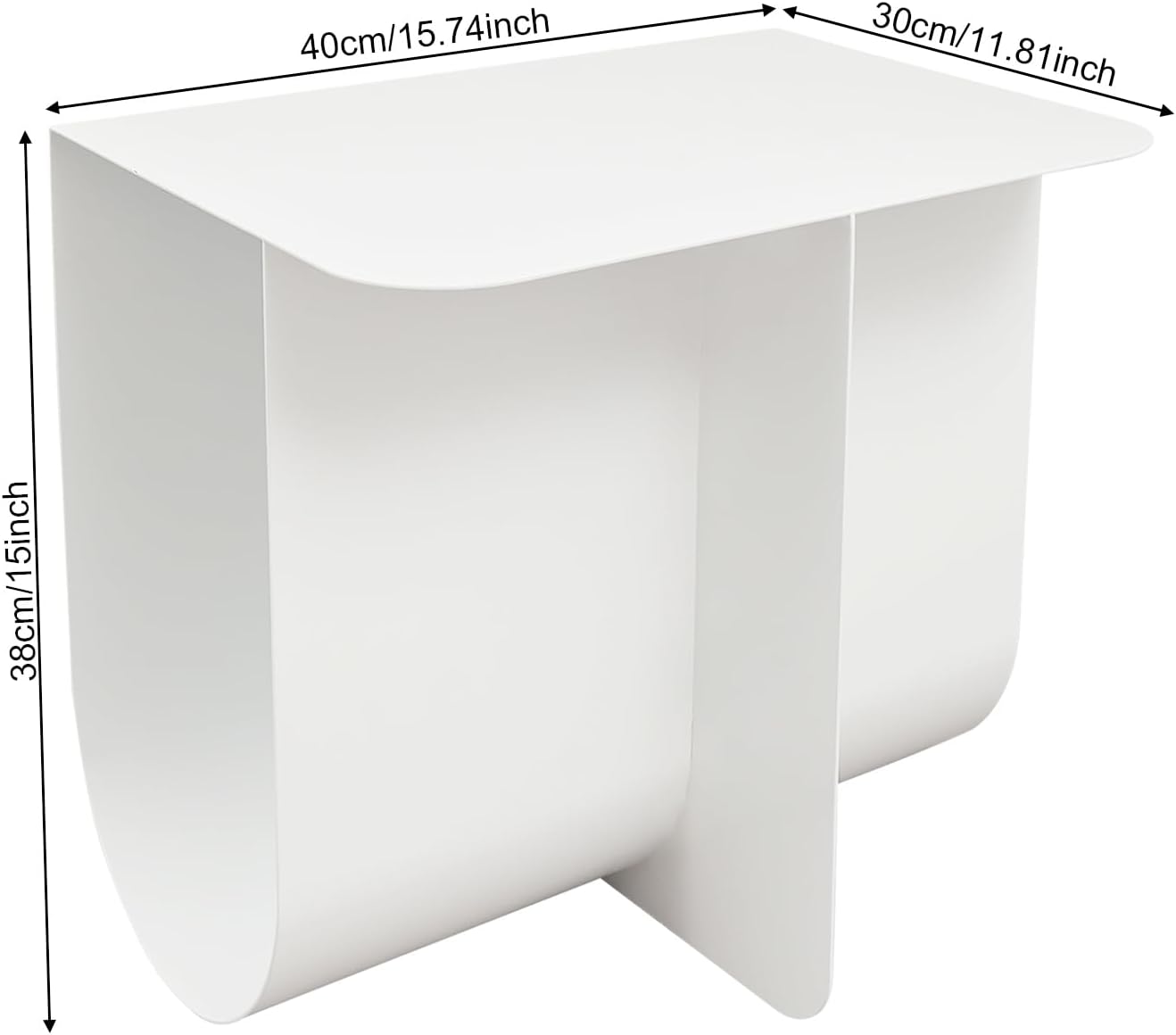 T-Shaped Metal End Table, Modern Side Table Accent Tables for Living Room, Bedroom, Office, No Assembly Required 15.7" W X 11.8" D X 15H (White)