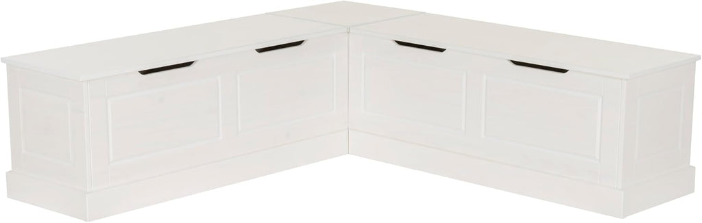 Linon Harris White Solid Pine Backless Nook with Interior Storage