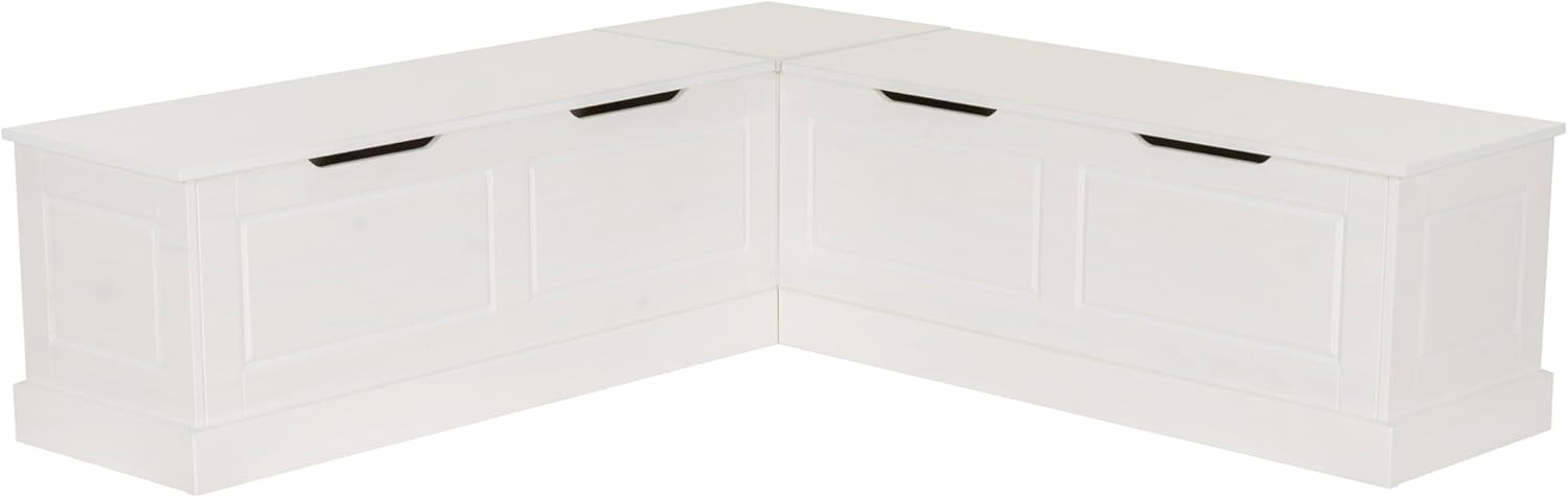 Linon Harris White Solid Pine Backless Nook with Interior Storage