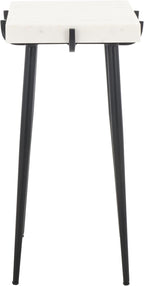 SAFAVIEH Home Collection - Bremen Side Table, Rectangular White & Grey Marble Top with Black Metal Legs, Fully Assembled (ACC3726A)