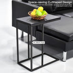 Minimalist C-Shaped End Table – 20.5x15.7x23.6in, Load-Stable Steel & MDF Construction, Protective Floor Feet, Easy-Clean Surface