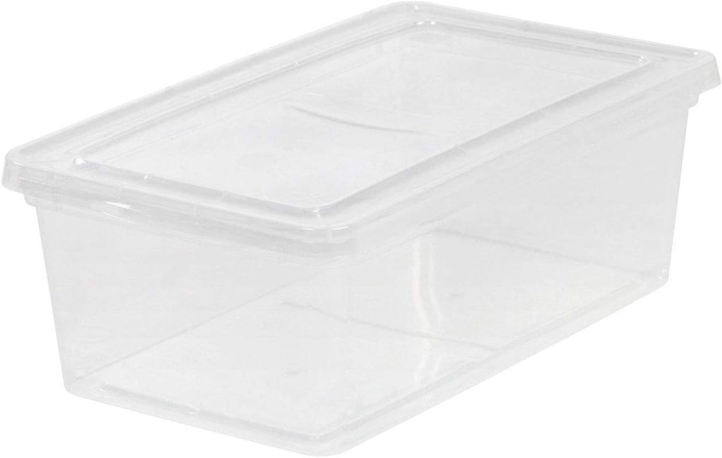 IRIS USA 12-Pack Plastic Storage Bins with Lids, 7 Quart Stackable Clear Organizing Containers, Durable BPA-Free Latching Boxes for Home, Office, Garage & Closet Organization, Medium Size, Clear